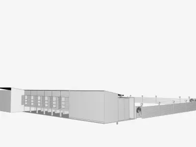 coop 3d model parking lot with fence in middle 3D model