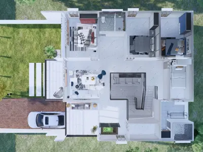 Minimalist House 2 Floors full furniture and interior 3D model