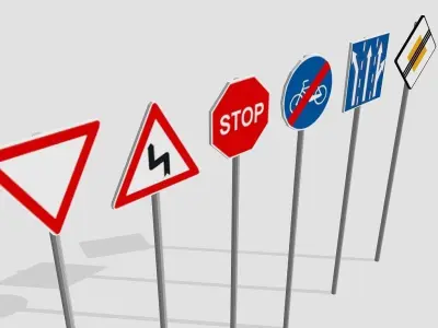traffic signs Low-poly 3D model buy