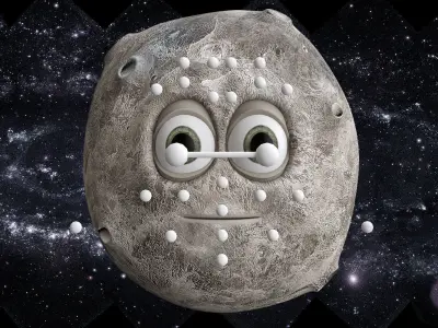 Moon palnet charecter with morpher 3d model Low-poly 3D model