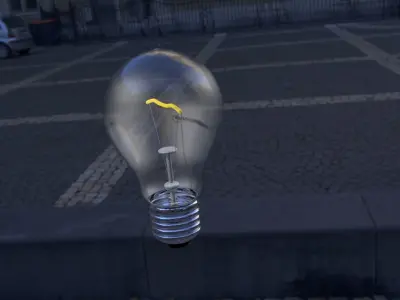 Bombilla light bulb in middle of street Free 3D model