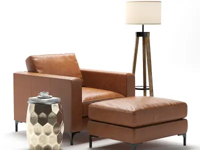 Pottery Barn Jake Leather Armchair 3D model