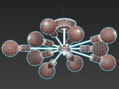 vitaluce-v4261-1-10pl nine light ceiling fixture with balls 3D model