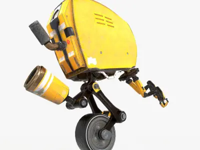 Monocykl Sci-Fi Robot  Low-poly 3D model