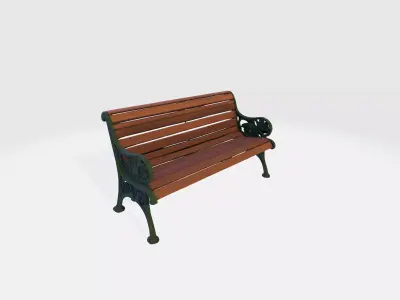 Classic Victorian Park Bench - Game Ready PBR Low-poly 3D model