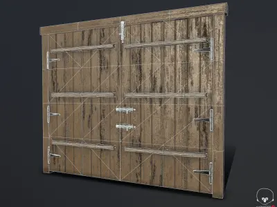wooden old gate low poly PBR game ready Low-poly 3D model