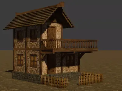Medieval house seven 2 Low-poly 3D model