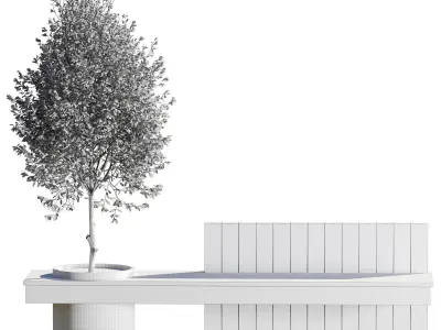  Bench with Plants - Urban Furniture 05 3D model