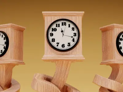 Wooden Clock - Vintage Clock - Game Ready Object 3D model