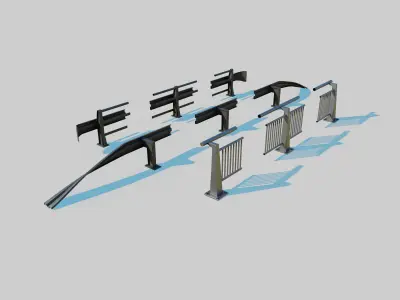 Street Barriers Pack 3D model