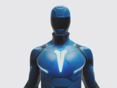 Man in super bleu suit 3D model