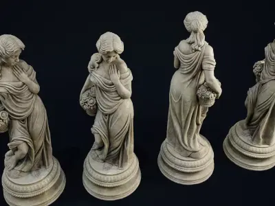 Garden Statue 5 PBR Low-poly 3D model