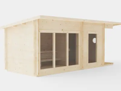 Sauna Wood Low-poly 3D model