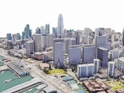 San Francisco city-skyline Low-poly 3D model