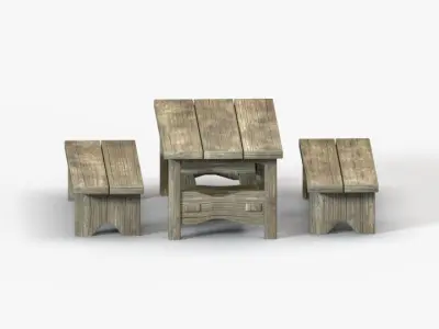 wood old table Free low-poly 3D model