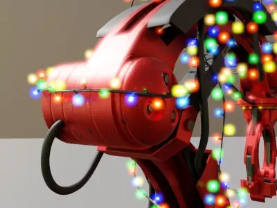 Rigged Industrial Robotic Arm Christmas Version Low-poly 3D model