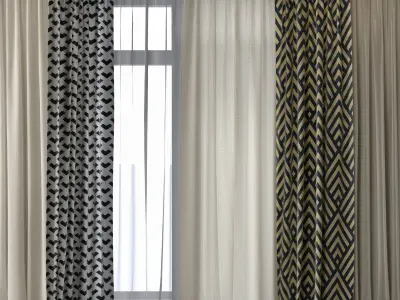 Curtains with Window 6 3D model