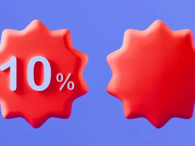 Marketing Icons - Discount 10 Percent Low-poly 3D model