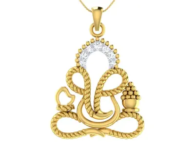light weight yellow gold  diamond pendent -ZA PN 4234 3D print model