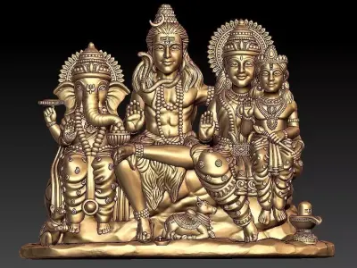 Shiv Pariwar Pendant 3D print model