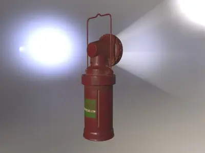 FLASHLIGH TORCH 1930s VINTAGE RED  Low-poly 3D model