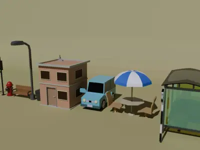 Low poly 15 game assets pack Low-poly 3D model