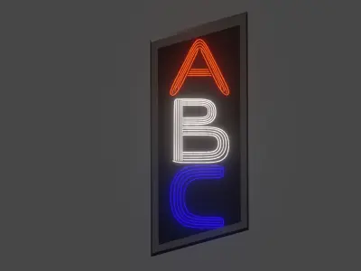 Neon Sign - ABC Low-poly 3D model