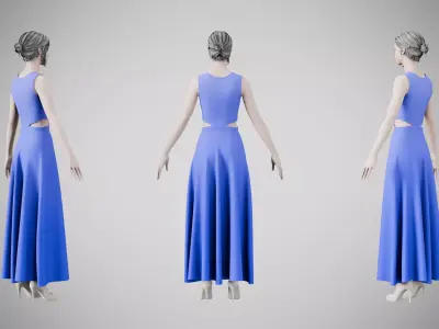 Dress 31 Very Light Blue Low-poly 3D model