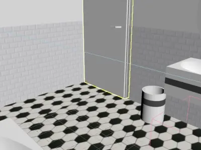 Bathroom with checkered floor Low-poly 3D model