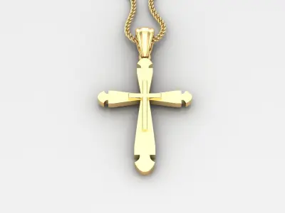 Light Gold 18K Cross Pendant 2CP036 3D print model