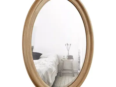 Oval Wood Wall Mirror DBHC4231 3D model