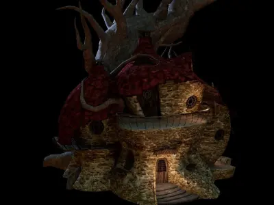 Cartoon Treehouse Low-poly 3D model