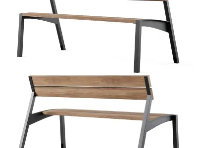 Vera Park Benches with litter bin Crystal by mmcite 3D model