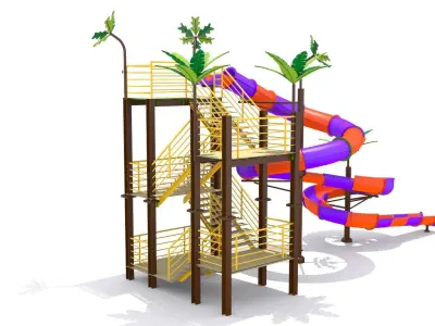 Playground Tornado Slide Low-poly 3D model