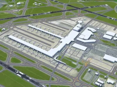 Brussels Airport 12km Low-poly 3D model