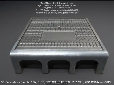 Road Drainage 2 High-Poly and Low-Poly 3D Model Pack