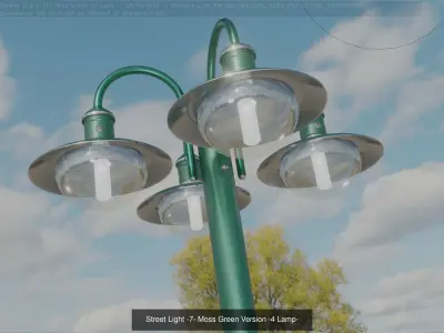 Street Light -7- Green Moss Version 3D Model Pack