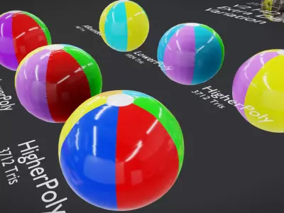Beach Ball JFG V2 Low-poly 3D model