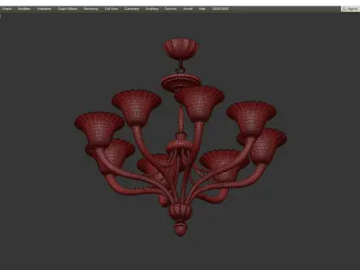BRASS AND CRYSTAL CHANDELIER Low-poly 3D model