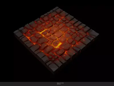 Stylized Lava Floor Tile Game Ready - AI Low-poly 3D model