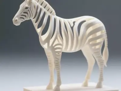 3251  Hollow Zebra with Cutout Stripes  3D Model  STL 3D print model