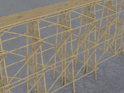 Trestle tall wooden structure Low-poly 3D model