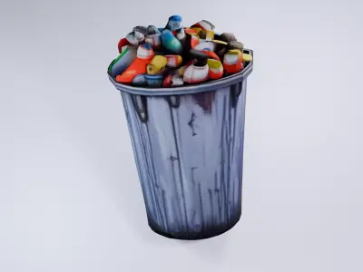 Urban Trash Can - Low Poly 3D Visualization Asset 3D model
