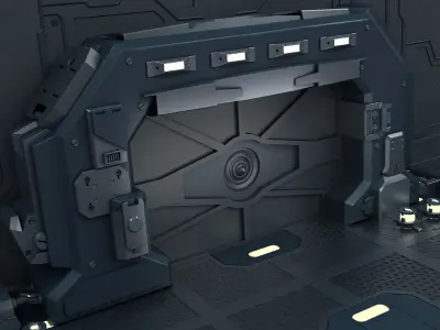 Sci-Fi Gate Door airlock futuristic portal cargo corridor  3D model