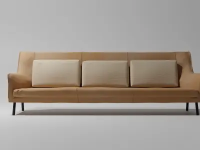  ORIGAMI SUEDE AND BOUCLE SOFA  3D model