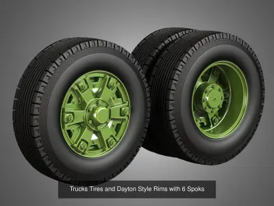 Trucks Tires and rims 4 in 1 3D Model Pack