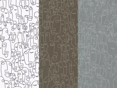 Abstract One Line Faces Wallpaper Texture