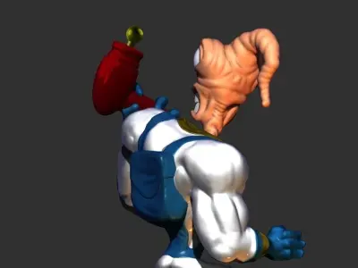 Earthworm Jim 3D printable sculpture  3D print model