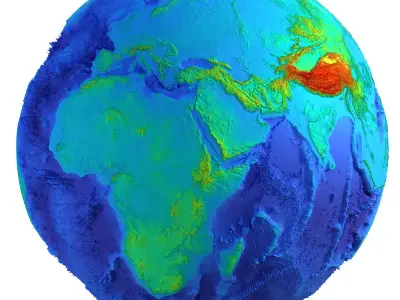 Earth Height Shaded Globe Low-poly 3D model