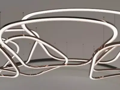 Round Square Chandelier Light for Ceiling 3D model